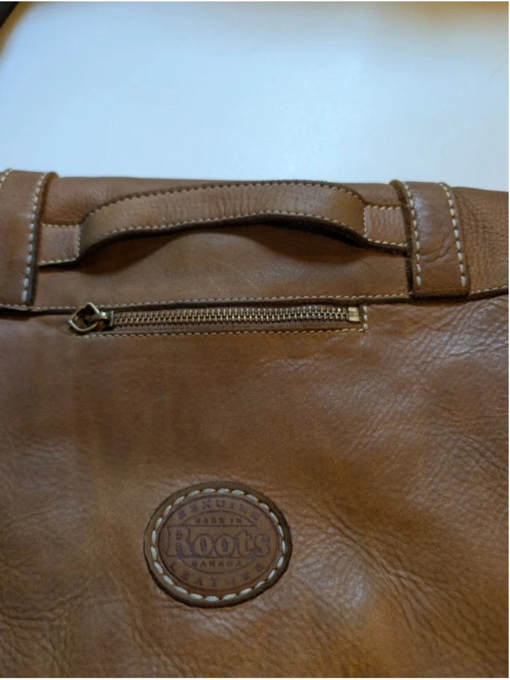 Roots Vintage Made In Canada Leather Laptop Messenger Tribe Bag Satchel Brown Ii